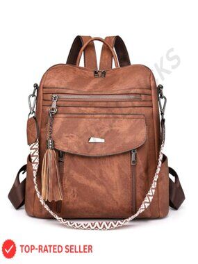 PU Leather Backpack Purse for Women, Convertible Handbag